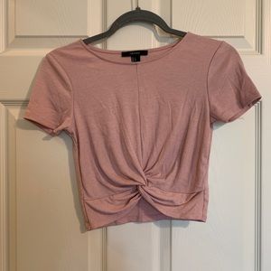 Forever 21 - Pink Cropped T-Shirt with Knot Accent - Size S